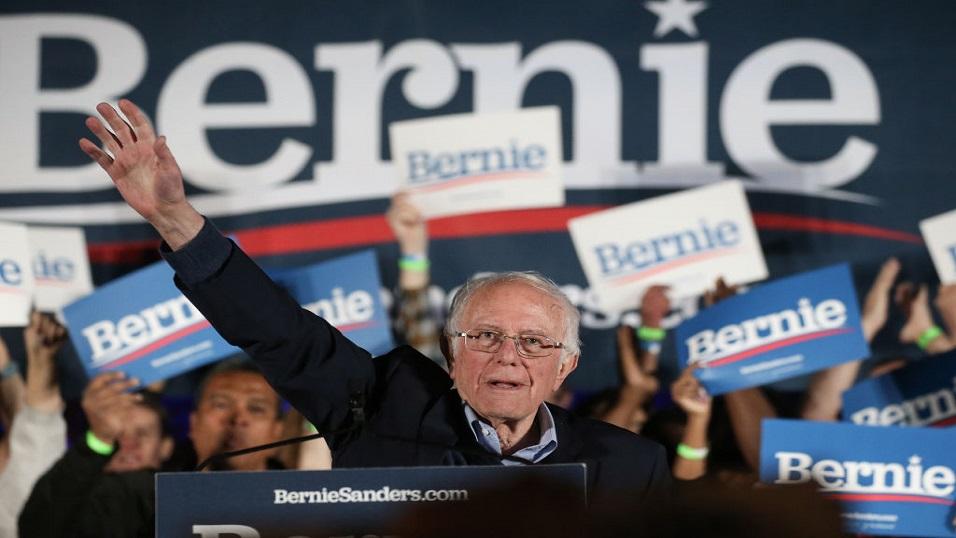 Bernie Sanders addresses supporters